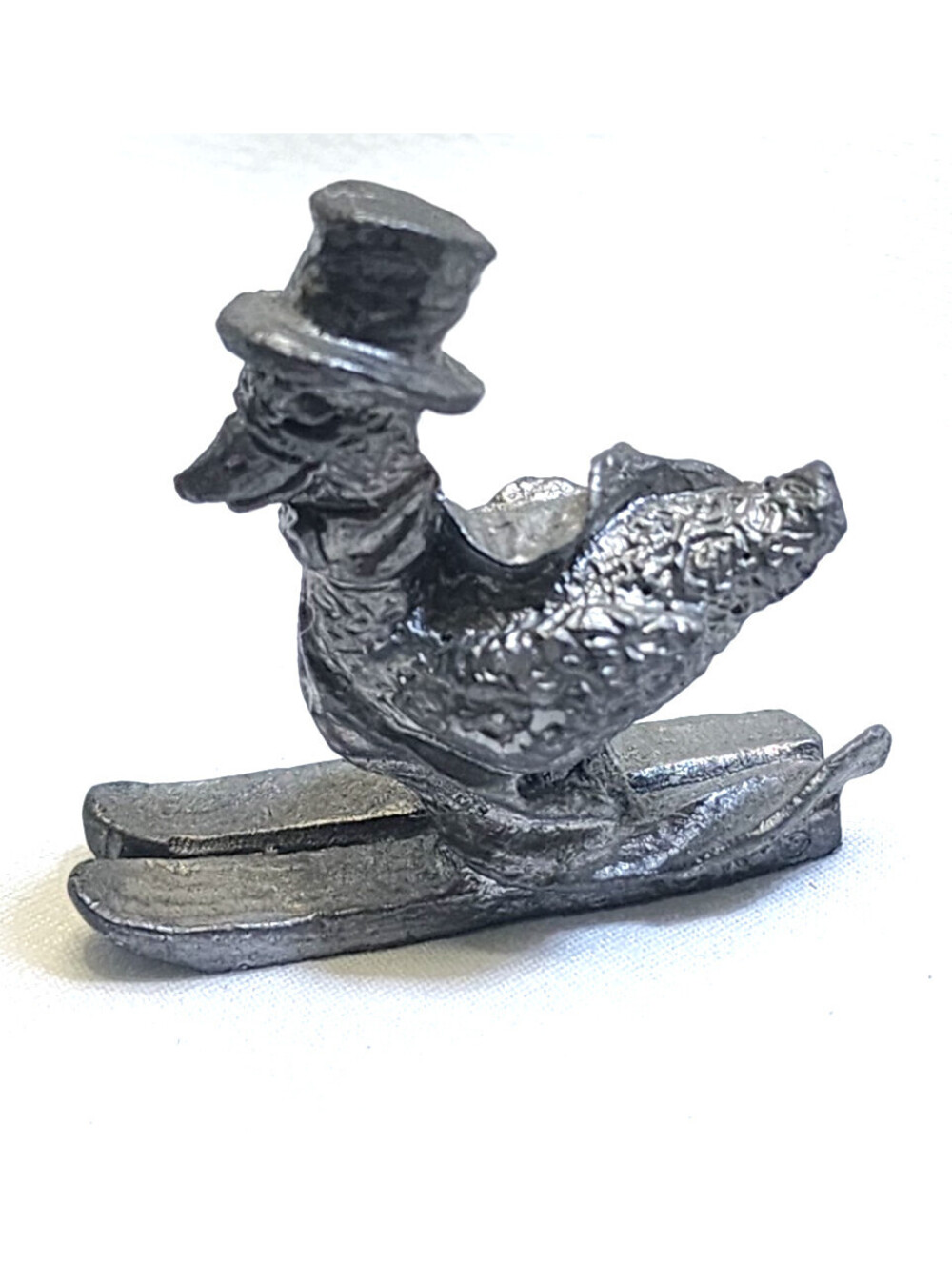 Ricker Bartlett Pewter Mother Goose Top Hat Skis Miniature Vintage Figurine 1998